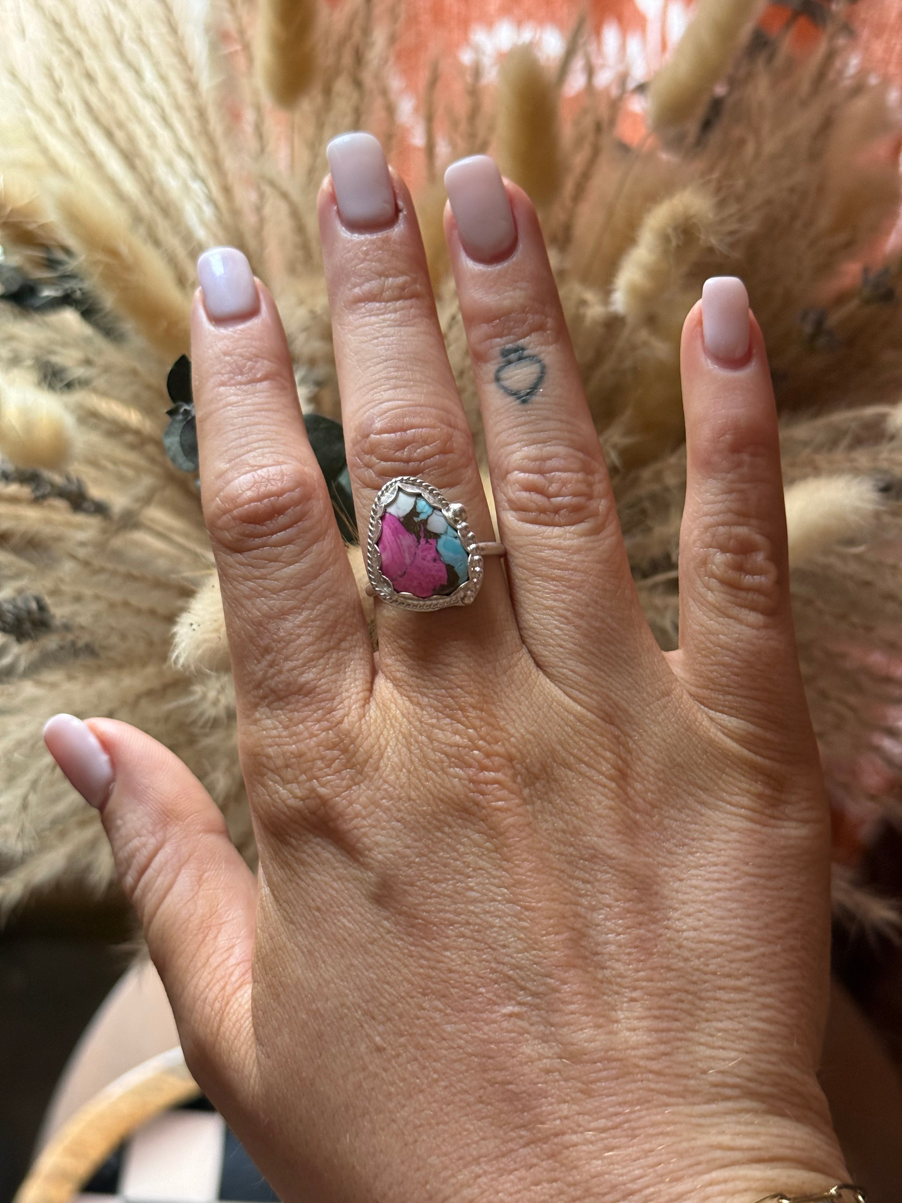 Cotton candy adjustable ring