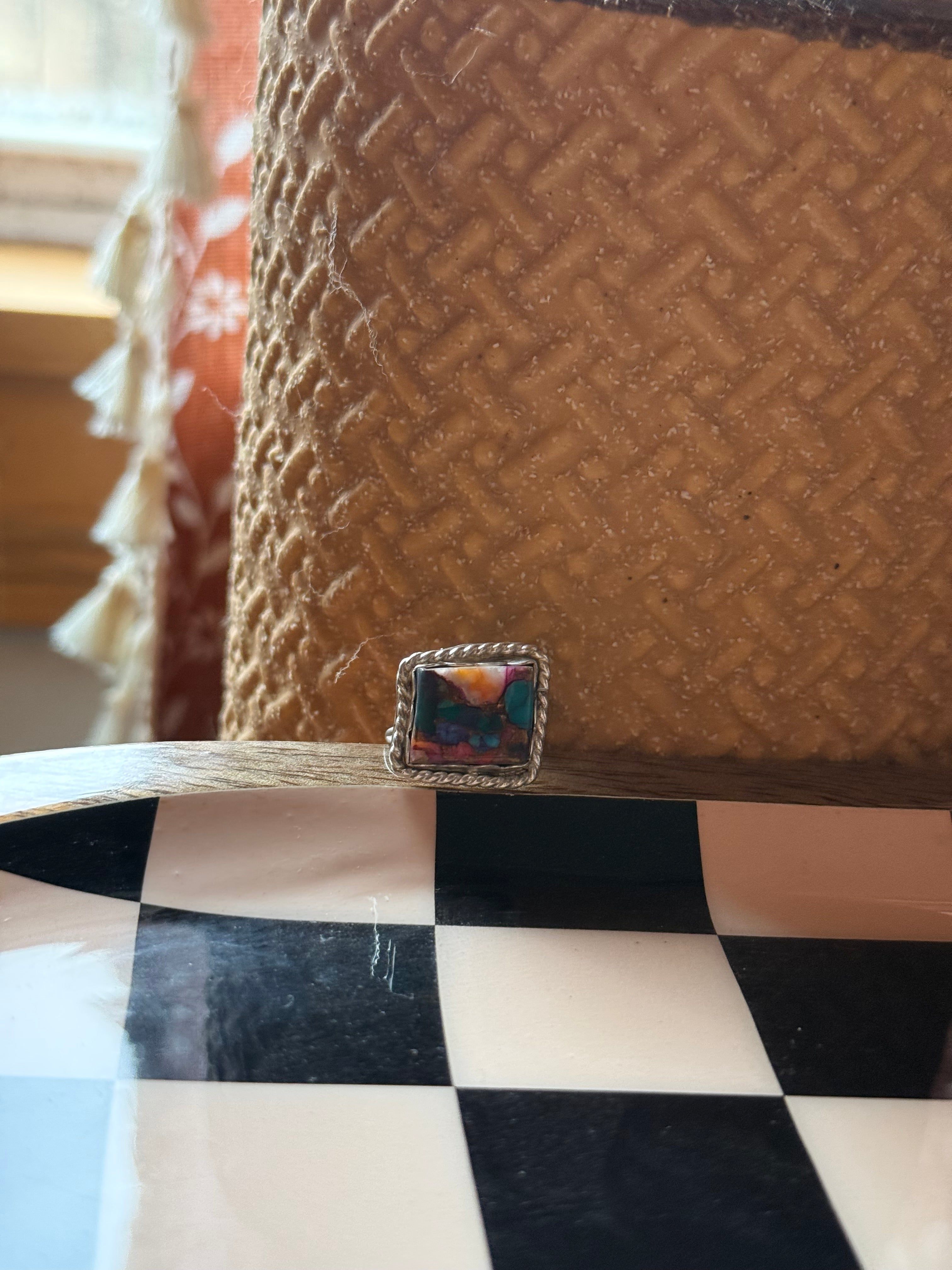 Pink dahlia adjustable ring