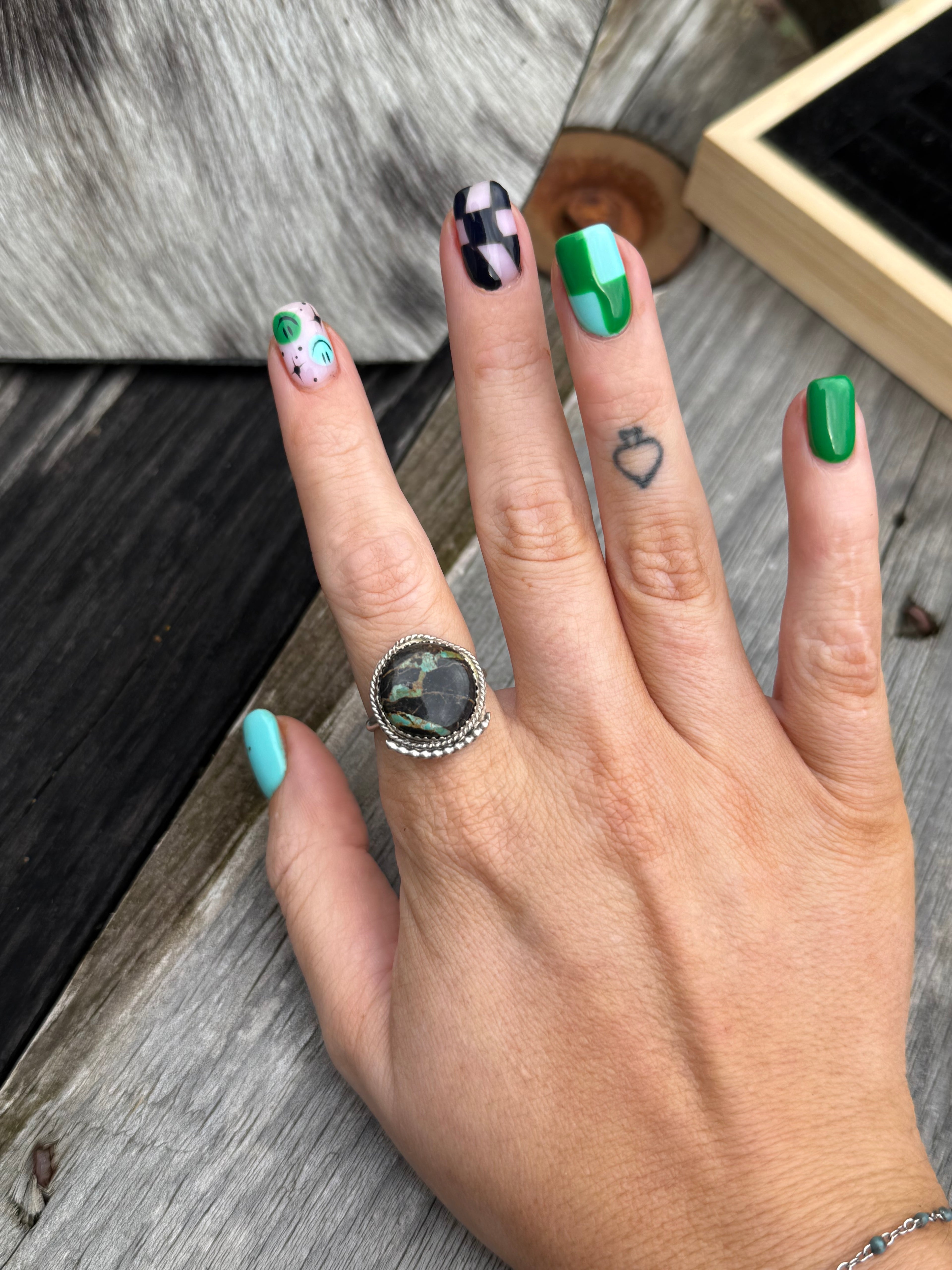 Black jack turquoise ring