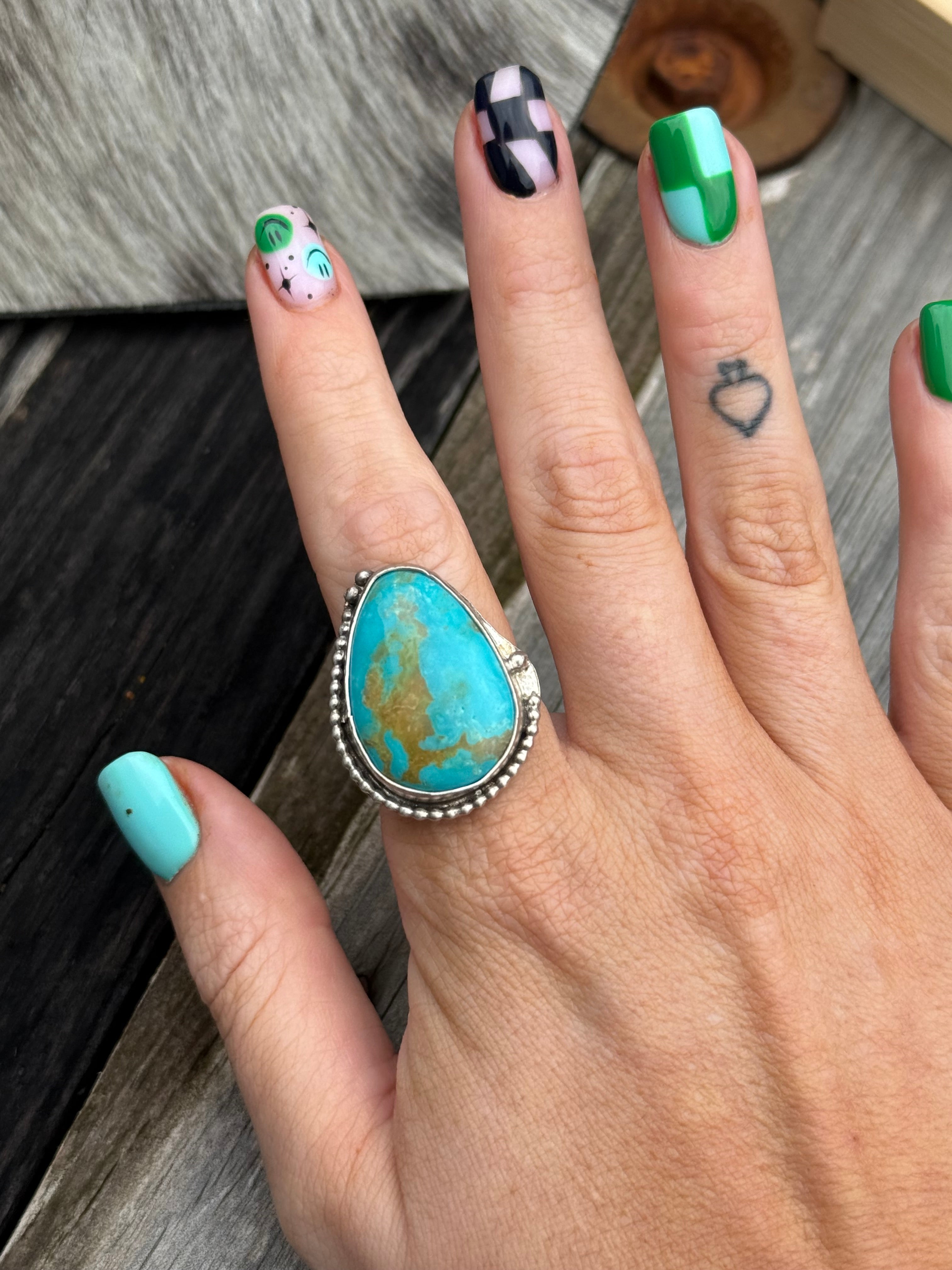 #8 adjustable turquoise ring