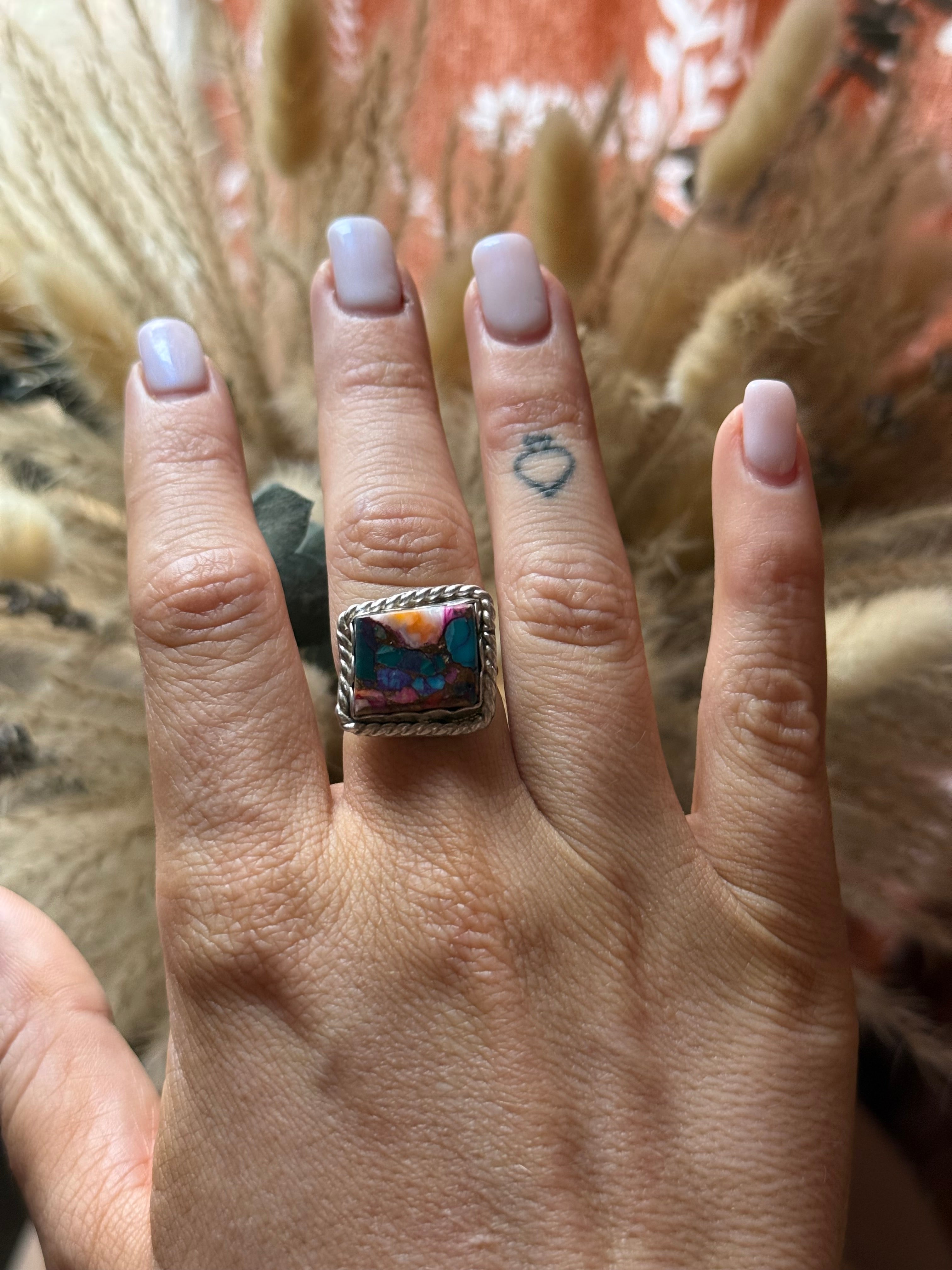 Pink dahlia adjustable ring