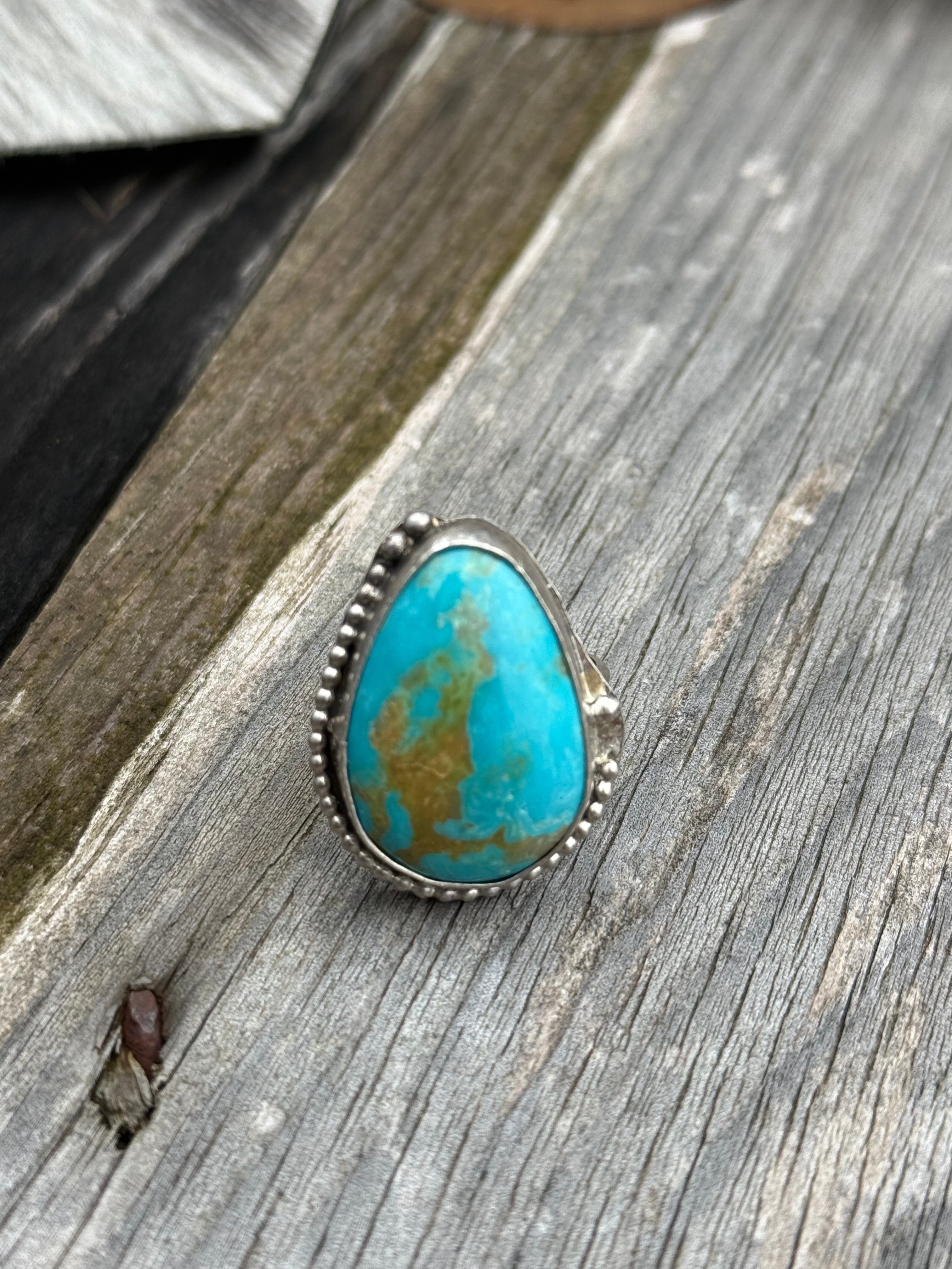 #8 adjustable turquoise ring