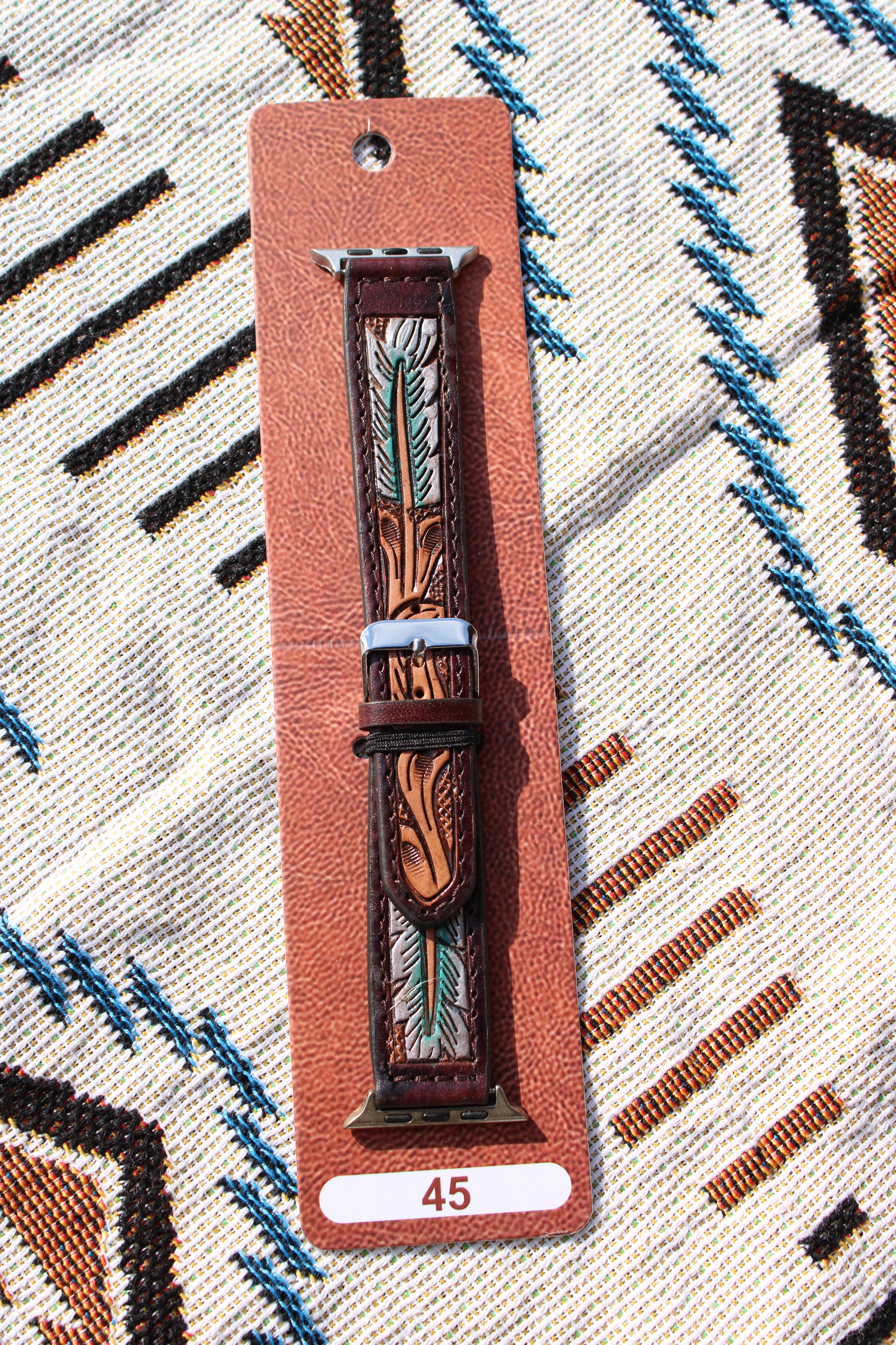 45mm feather hand tooled Apple Watch band