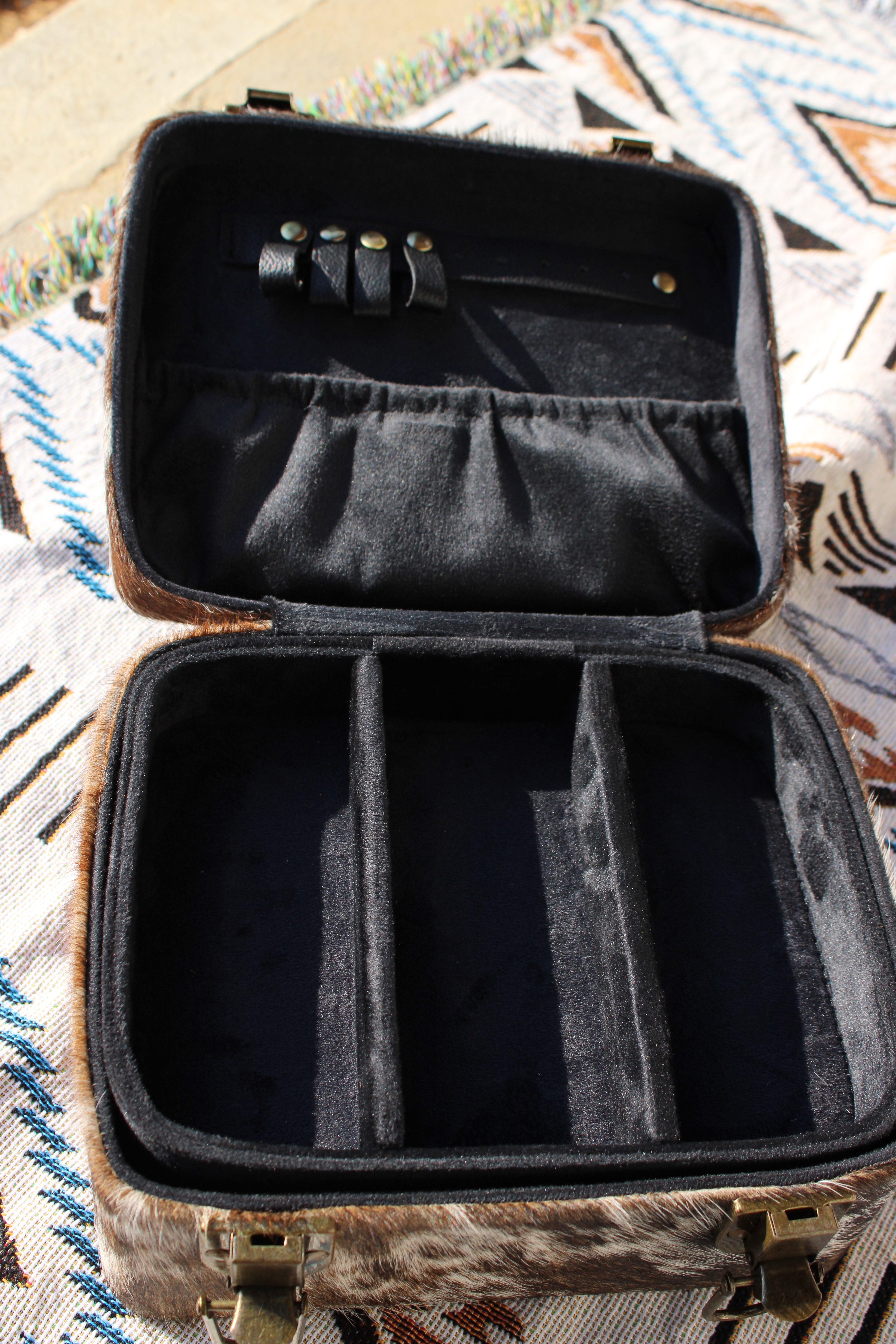CHECKER ALL COWHIDE JEWELRY BOX