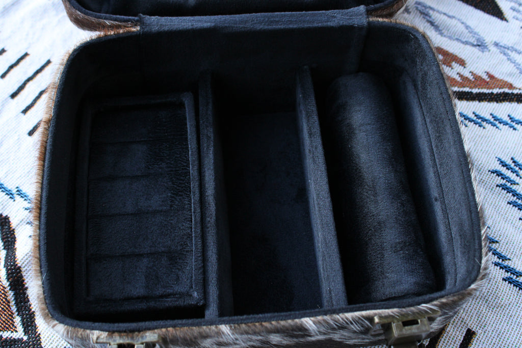 CHECKER ALL COWHIDE JEWELRY BOX