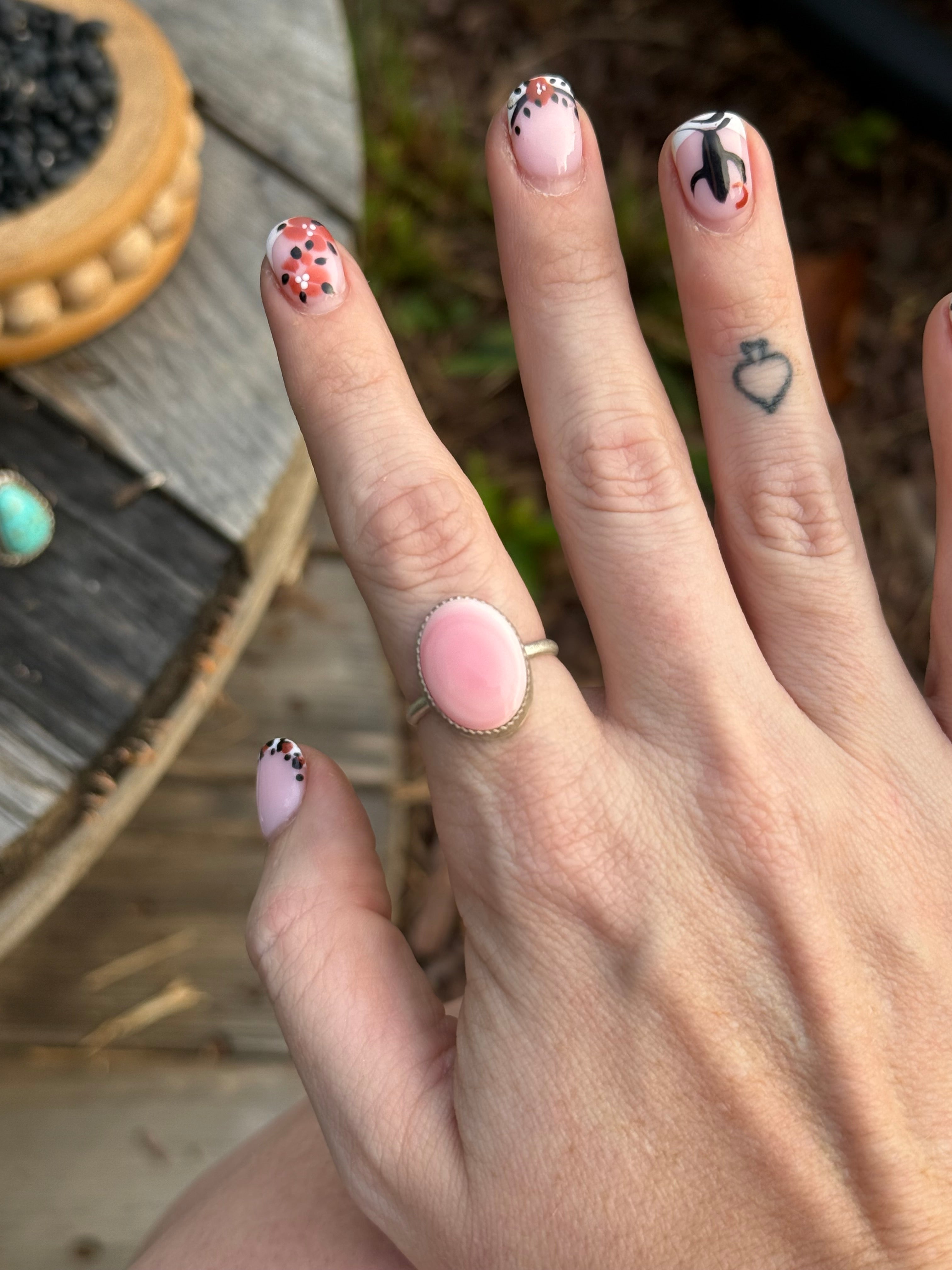 Pink Conch oval ring