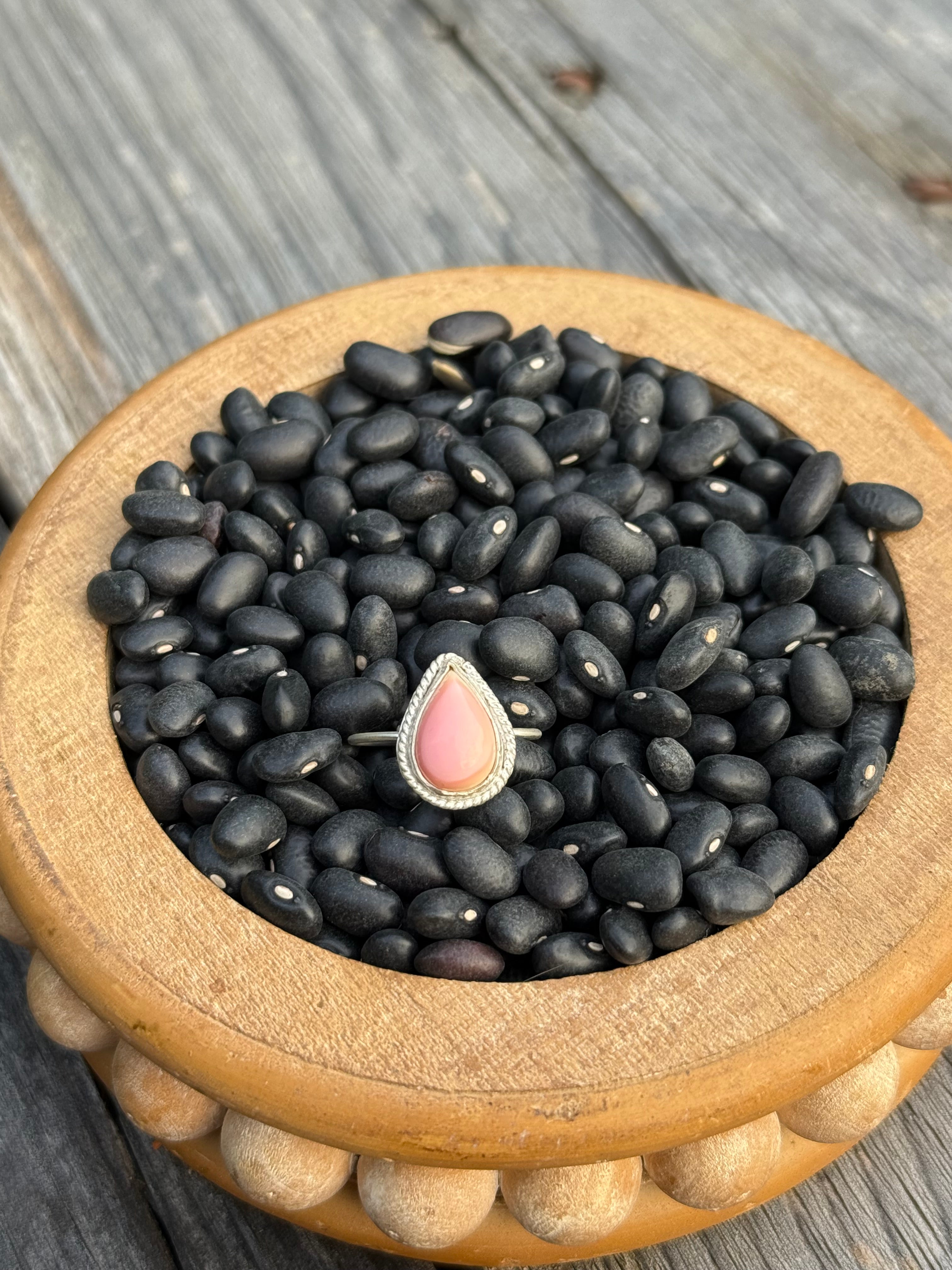 Pink Conch Pear Ring