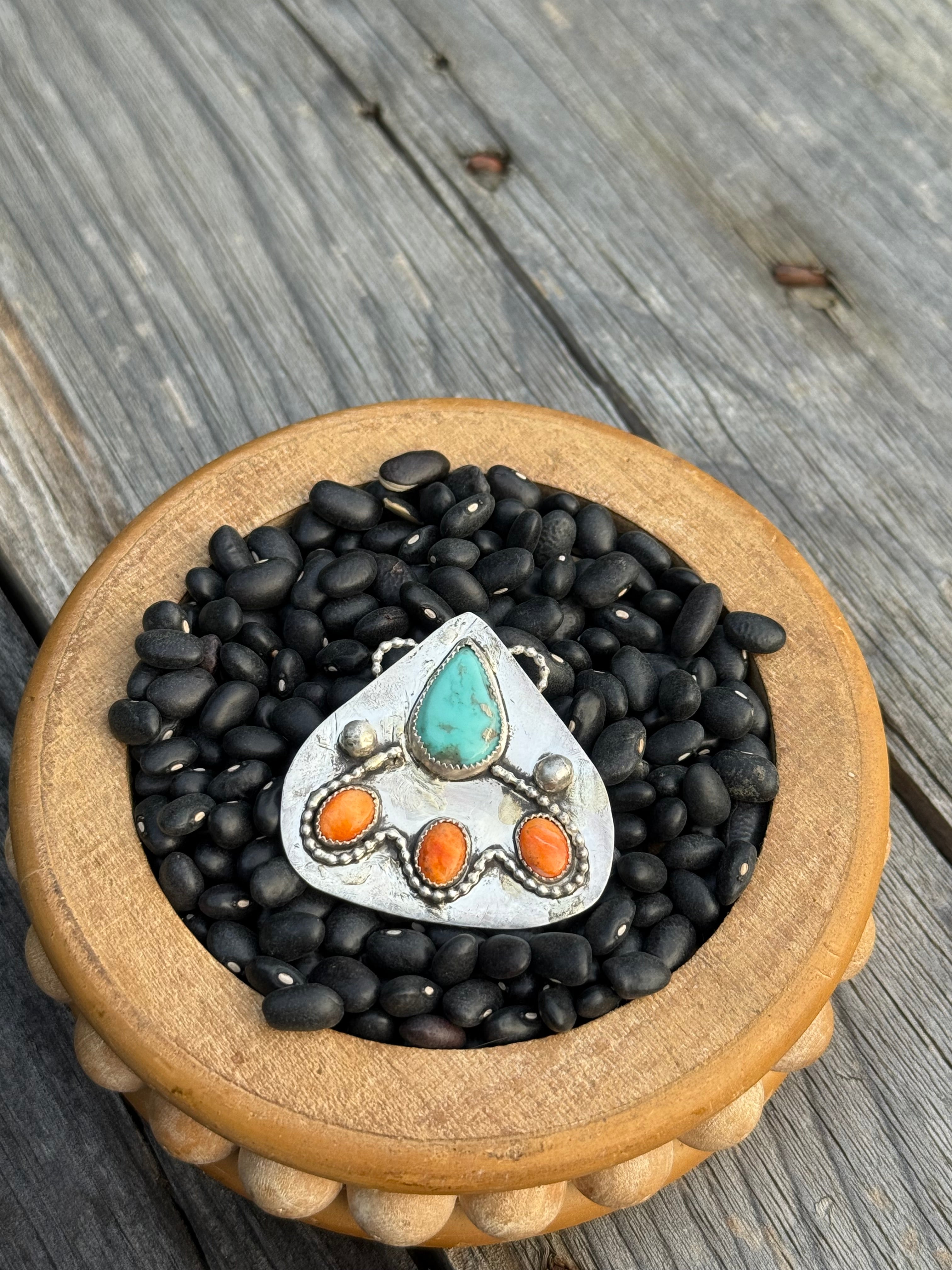 Kingman and orange spiney pendant