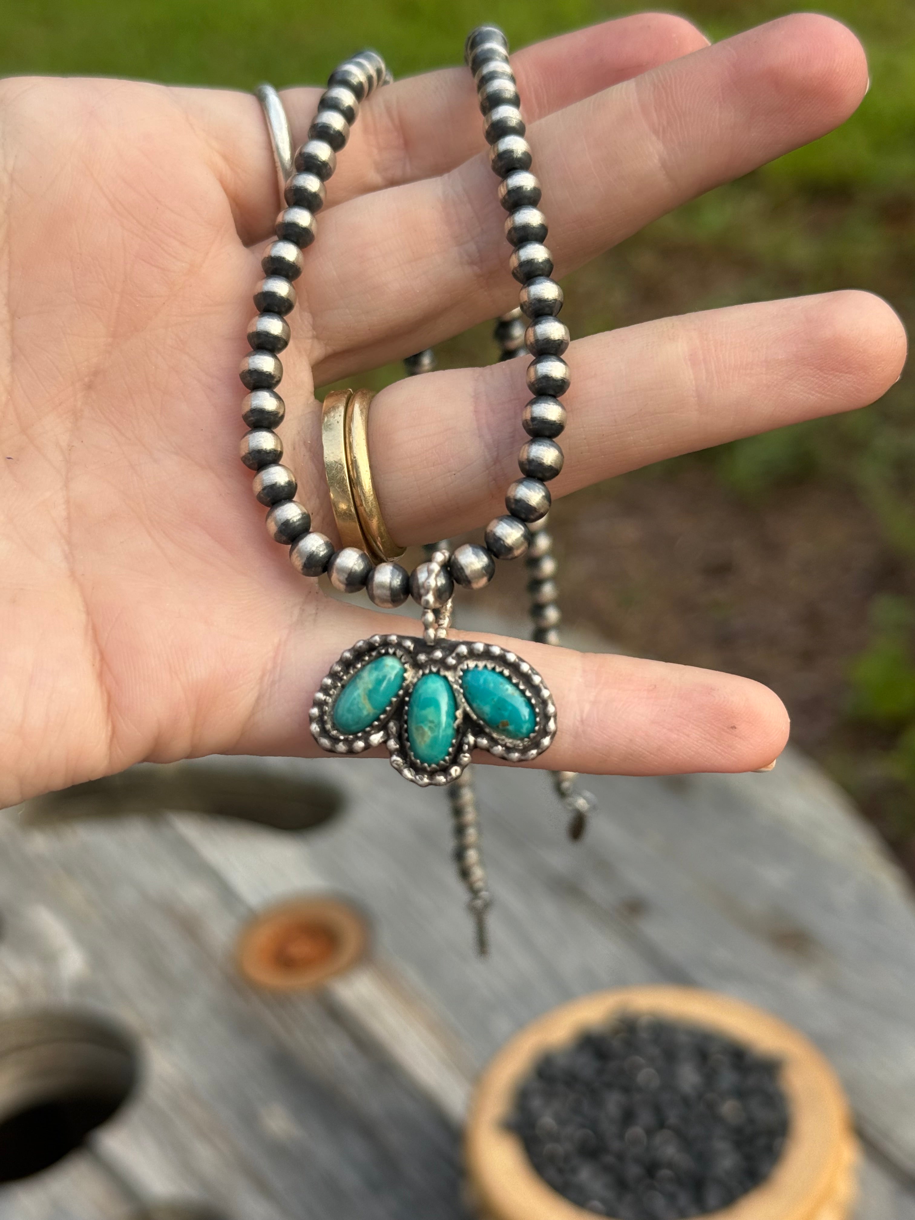 Kingman turquoise cluster pendant