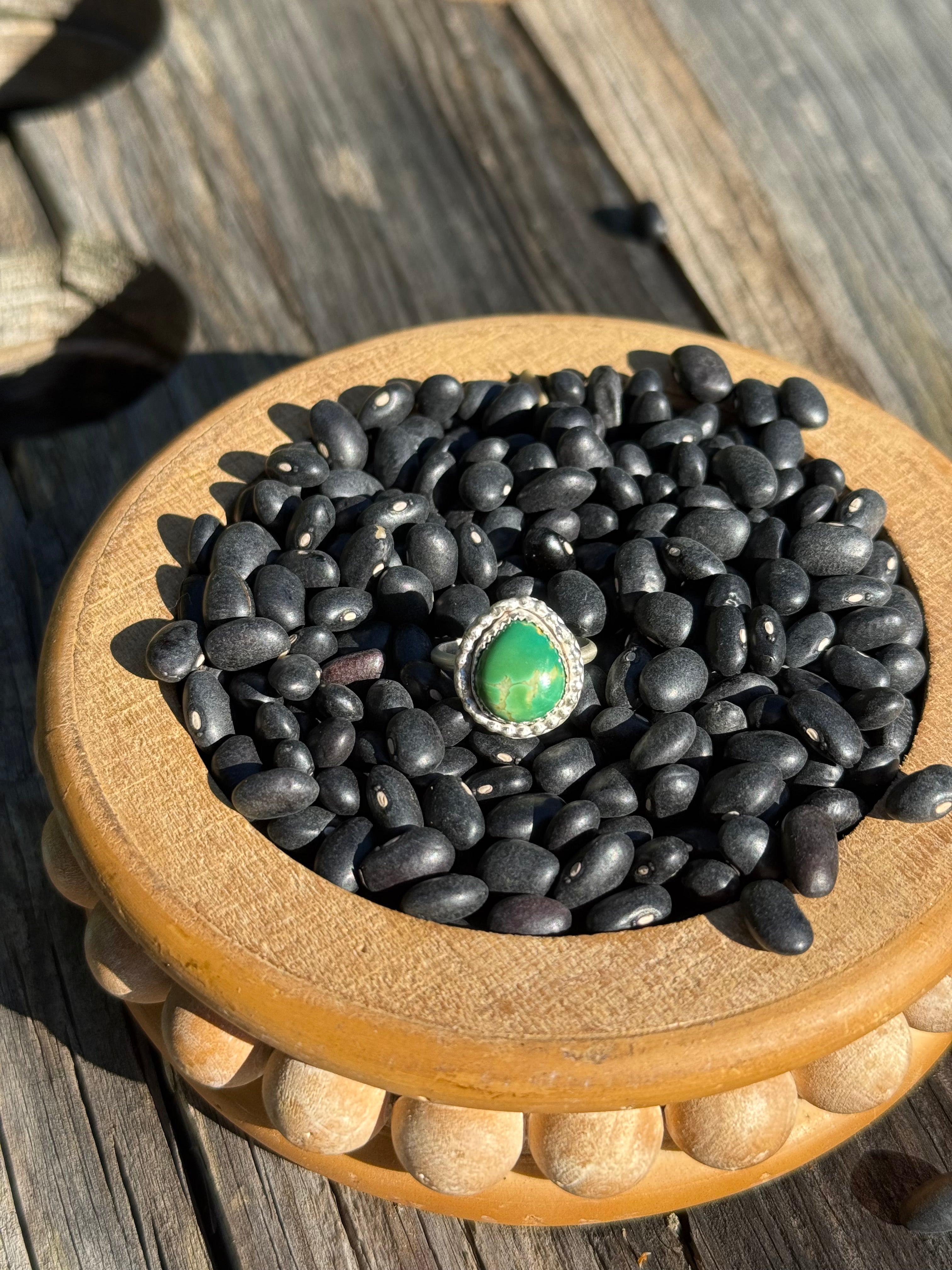 Green Kingman pear ring